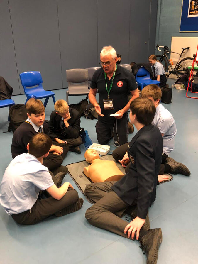 Mark teaching CPR at Henley School